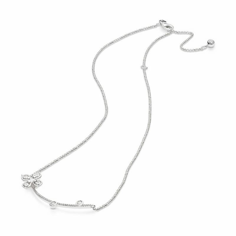 Pandora Four-Petal Flower Necklace Silver Egypt JH1052439